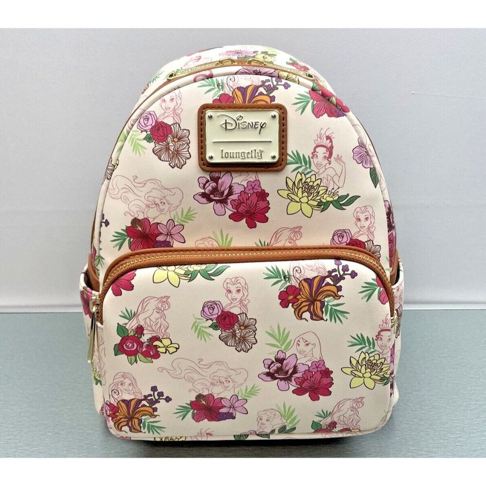 LOUNGEFLY DISNEY PRINCESS FLOWERS MINI BACKPACK - Picture 2 of 15